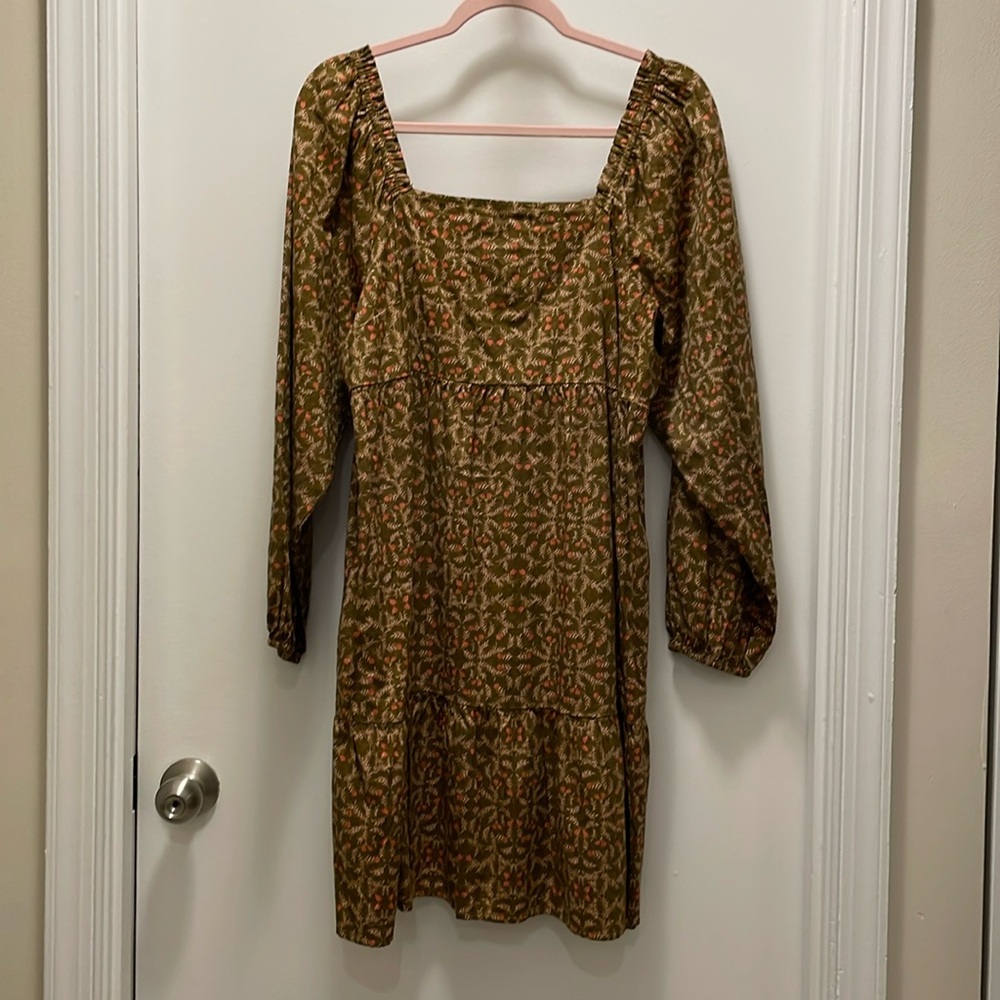 NWT Universal Thread floral dress. Size XL. Olive brown and pink color.